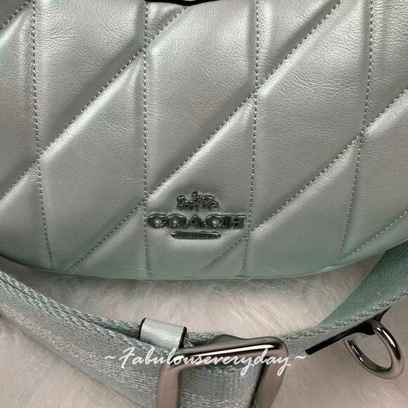 Coach Carmen Mini Crossbody Bag In Pearlized Leather/Silver/Green CBI46 NWT - Picture 6 of 9